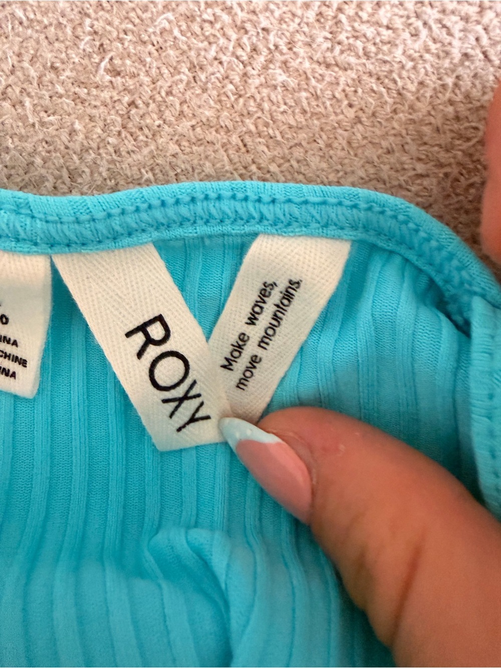 Roxy Turquoise Ribbed V-Neck Cami - Picture 3 of 3